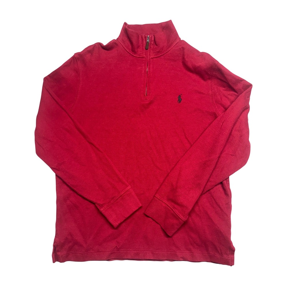 Polo Ralph Lauren Mens Estate Rib Quarter Zip Pullover Sweater Red Medium